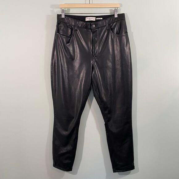 Abercrombie & Fitch Black Vegan Leather High Rise Skinny Pants Size 14 NWT - Picture 1 of 7